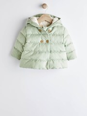 Sage Green Spot Padded Baby Jacket With Hood (0mths-2yrs) - Image 1 of 7
