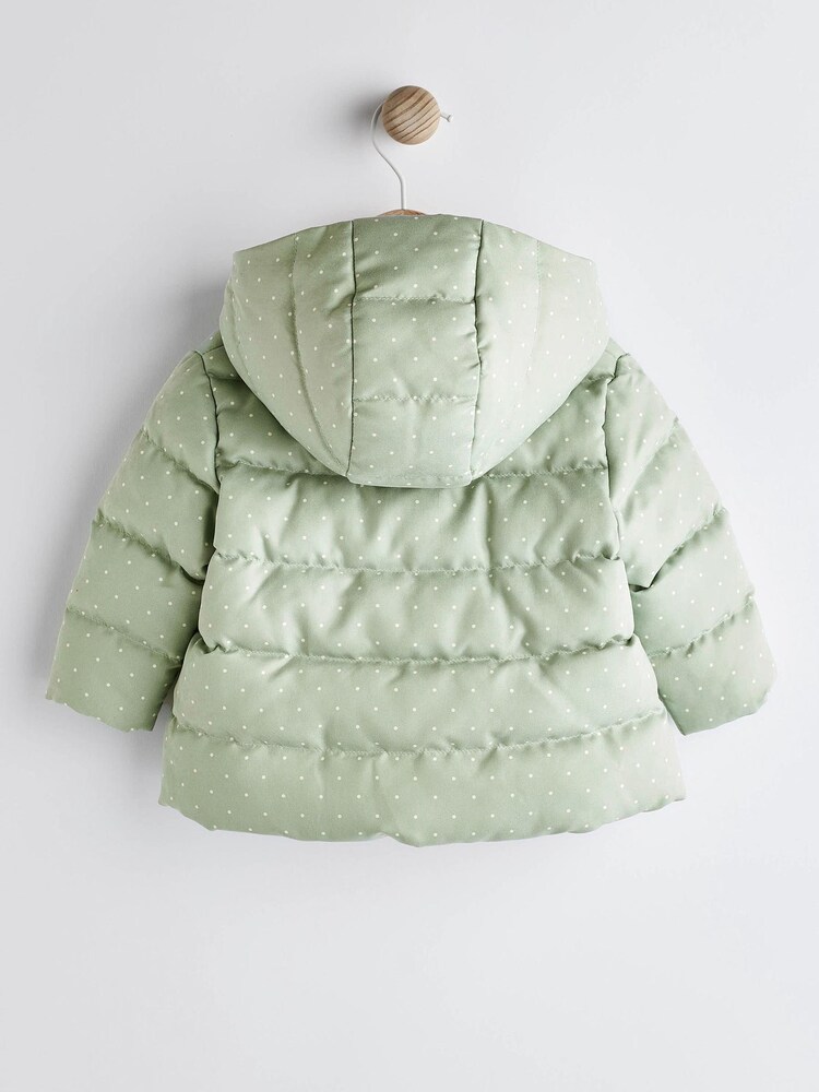 Sage Green Spot Padded Baby Jacket With Hood (0mths-2yrs) - Image 2 of 7
