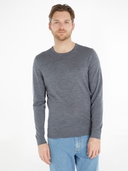 Calvin Klein Grey Superior Wool Crew Neck Sweater - Image 1 of 7