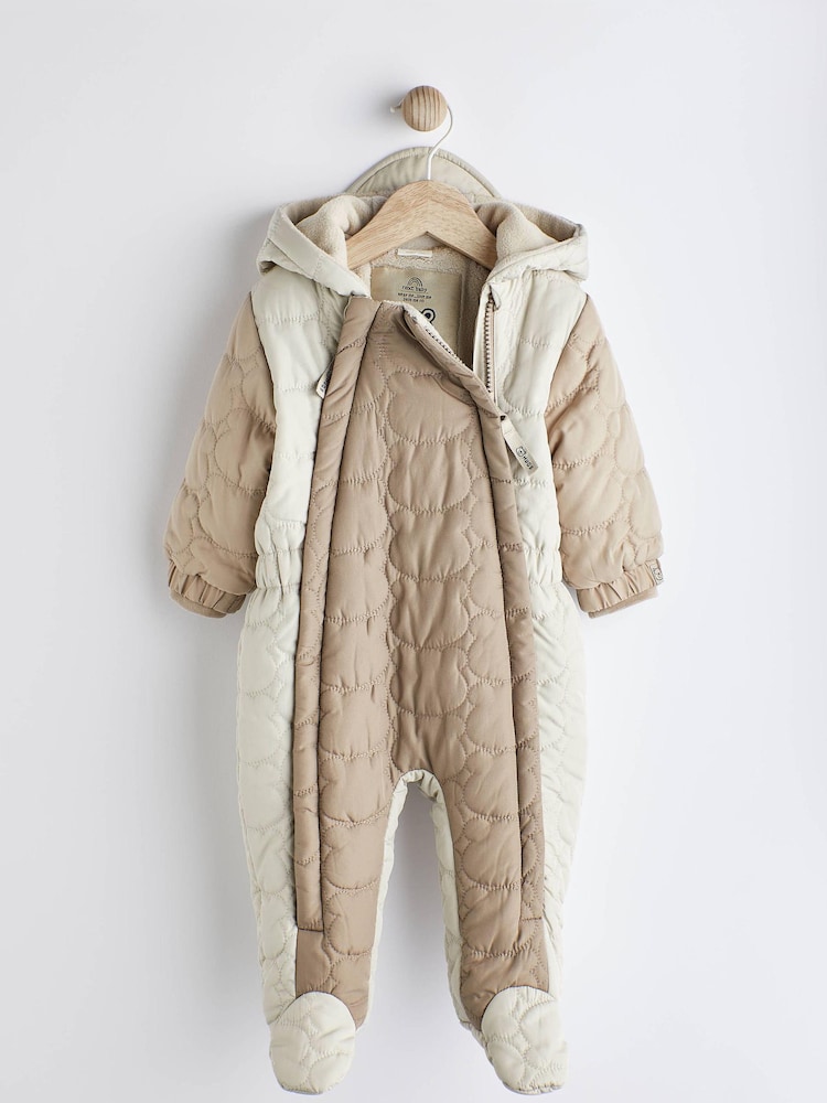 Grey/Mink Brown Colourblock Baby All-In-One Pramsuit (0mths-2yrs) - Image 1 of 8