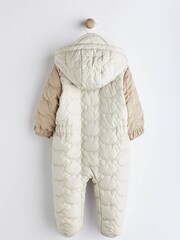 Grey/Mink Brown Colourblock Baby All-In-One Pramsuit (0mths-2yrs) - Image 2 of 8
