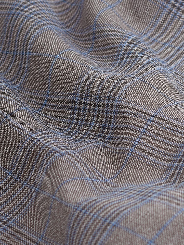 Taupe Brown Check Smart Trousers - Image 10 of 10