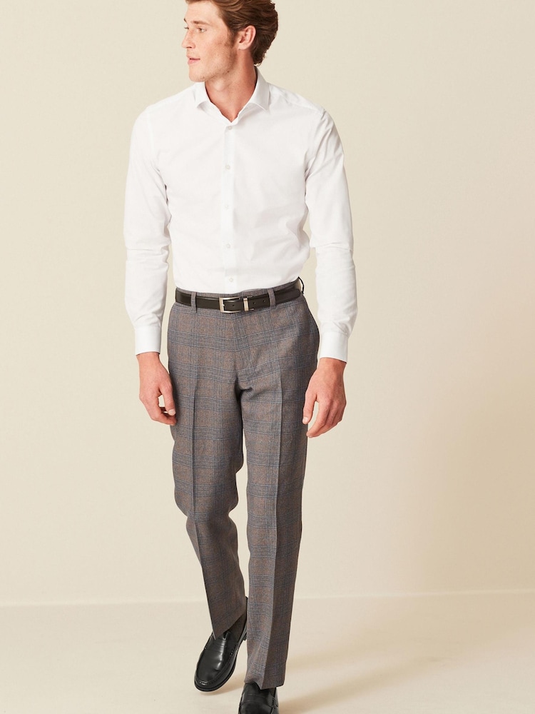 Taupe Brown Check Smart Trousers - Image 2 of 10