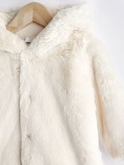 Ecru Cream Baby Hooded Ears Cosy Button-Up Jacket - Image 3 of 6