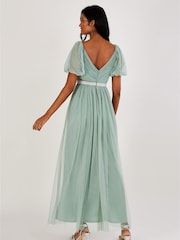 Monsoon Green Meghan Mesh Maxi Dress in Recycled Polyester - Image 2 of 3