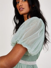 Monsoon Green Meghan Mesh Maxi Dress in Recycled Polyester - Image 3 of 3