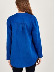 Monsoon Blue India Linen Overhead Neru Collar Blouse - Image 2 of 7