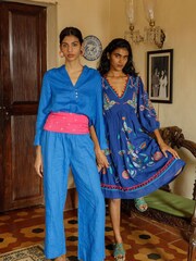 Monsoon Blue India Linen Overhead Neru Collar Blouse - Image 7 of 7