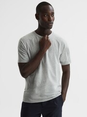 Reiss Grey Melange Si Slim Fit Crew Neck T-Shirt - Image 1 of 7