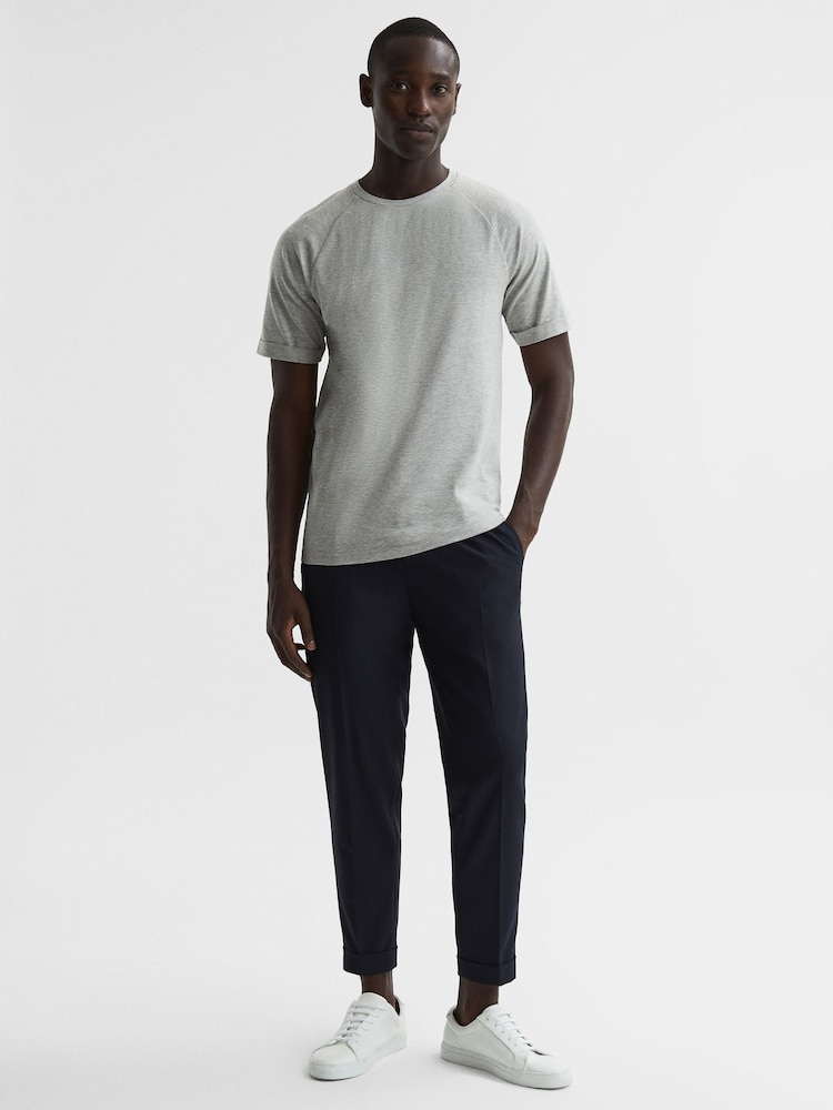 Reiss Grey Melange Si Slim Fit Crew Neck T-Shirt - Image 3 of 7