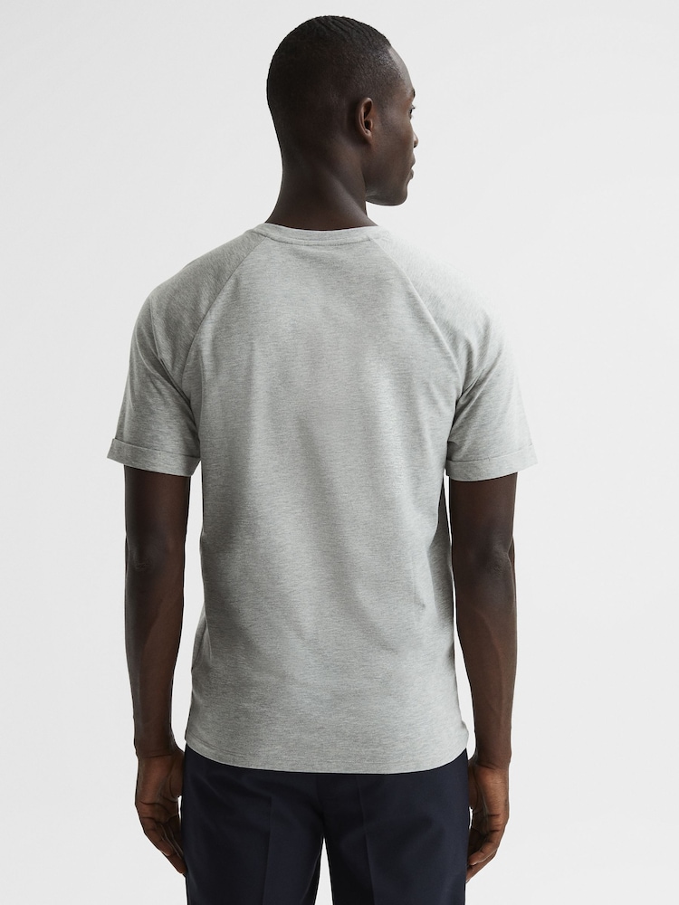 Reiss Grey Melange Si Slim Fit Crew Neck T-Shirt - Image 5 of 7