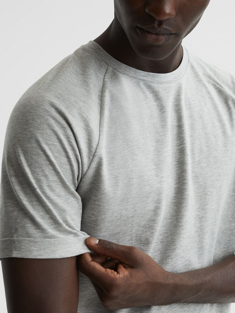 Reiss Grey Melange Si Slim Fit Crew Neck T-Shirt - Image 6 of 7