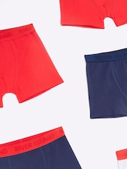 River Island Navy Blue Boys 100% Cotton Boxers 5 Pack - Image 2 of 2