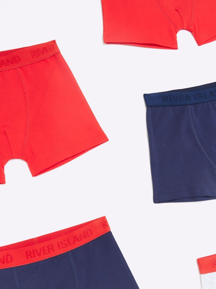 River Island Navy Blue Boys 100% Cotton Boxers 5 Pack - Image 2 of 2 River Island Navy Blue Boys 100% Cotton Boxers 5 Pack - Image 2 of 2