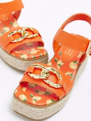 River Island Orange Girls Snaffle Trim Wedges - Image 3 of 4