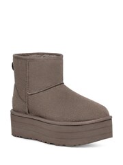 UGG Grey Classic Mini Platform Boots - Image 4 of 6