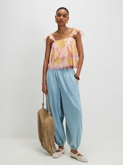River Island Orange Lace Trim Tiered Cami Top - Image 2 of 4