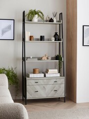 Grey Bronx Chevron Oak Effect Storage Shelf - Image 1 of 7
