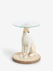 Natural Whippet Dog Glass Resin Side Table - Image 2 of 6
