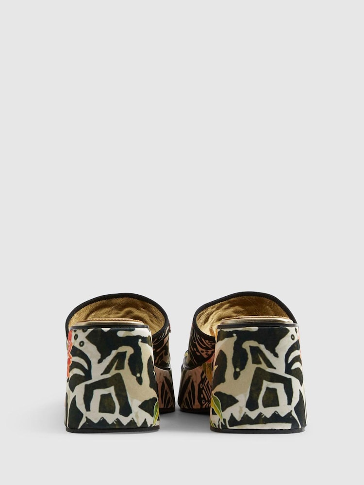 River Island Orange Del Maar Floral Print Mule Wedges - Image 6 of 6 River Island Orange Del Maar Floral Print Mule Wedges - Image 6 of 6