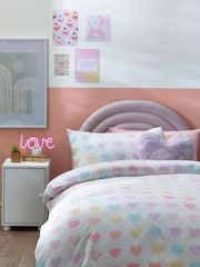 Blurred Hearts Printed Polycotton Duvet Cover and Pillowcase Bedding - Image 1 of 4