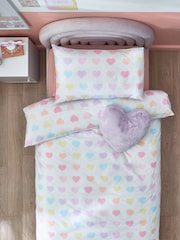 Blurred Hearts Printed Polycotton Duvet Cover and Pillowcase Bedding - Image 2 of 4