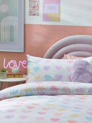Blurred Hearts Printed Polycotton Duvet Cover and Pillowcase Bedding - Image 3 of 4