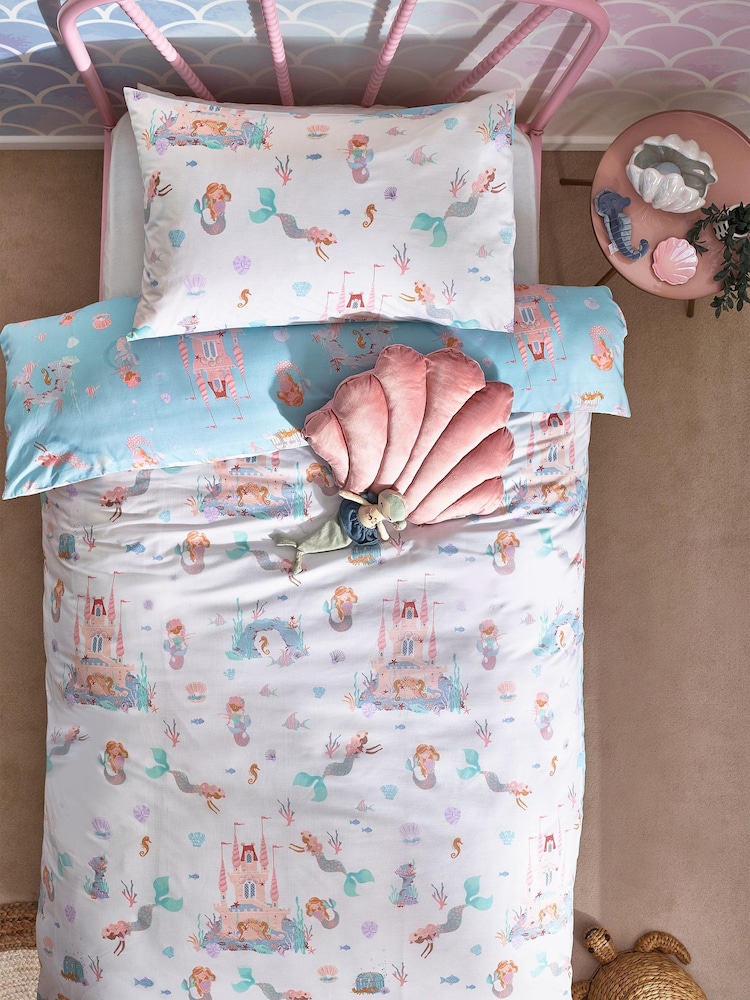 Multi Mermaid Print Duvet Cover and Pillowcase Set - Image 3 of 12