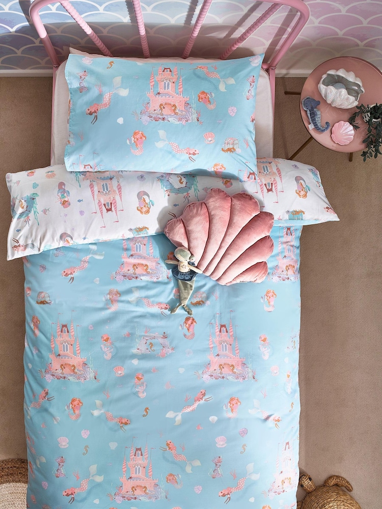 Multi Mermaid Print Duvet Cover and Pillowcase Set - Image 4 of 12