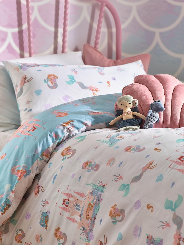 Multi Mermaid Print Duvet Cover and Pillowcase Set - Image 5 of 12