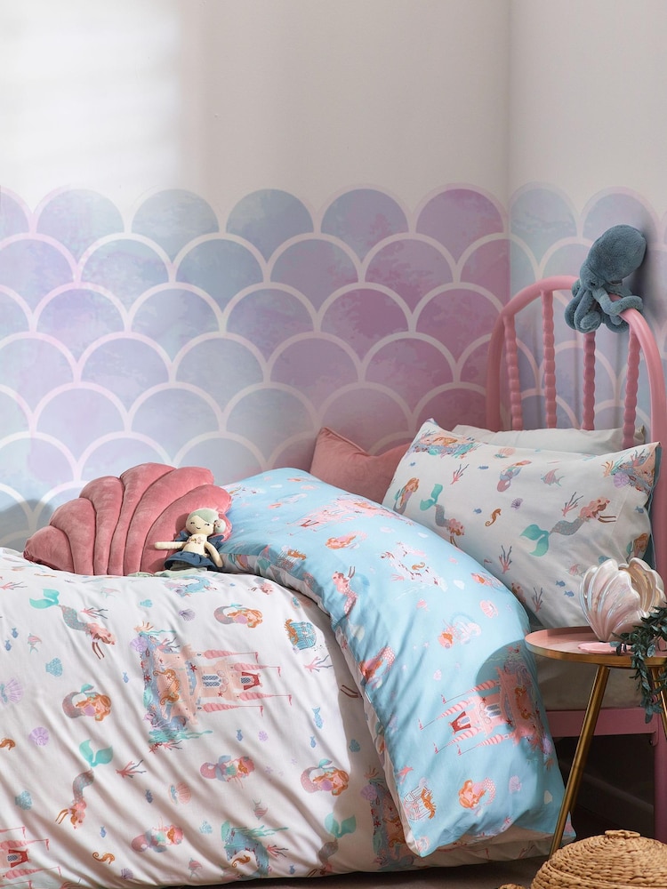 Multi Mermaid Print Duvet Cover and Pillowcase Set - Image 6 of 12