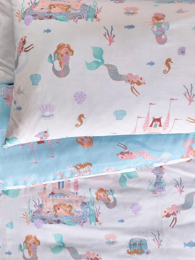 Multi Mermaid Print Duvet Cover and Pillowcase Set - Image 7 of 12