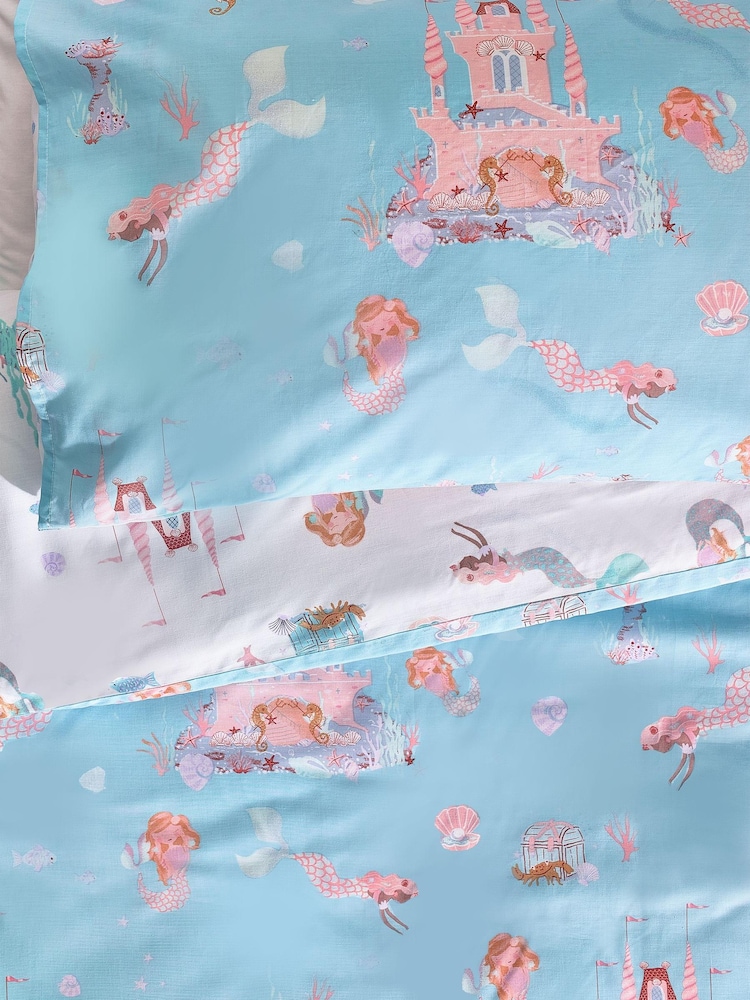 Multi Mermaid Print Duvet Cover and Pillowcase Set - Image 8 of 12