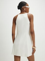 River Island White Sleeveless Linen Look Button Front Mini Dress - Image 4 of 4