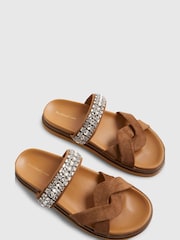 River Island Brown Cross Strap Diamante Sandals - Image 5 of 5