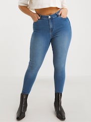 Simply Be Mid Blue Lucy High Waisted Super Stretch Skinny Jeans - Image 2 of 3