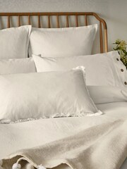Morris & Co. White Pure Linen Cotton Bed Cushion - Image 3 of 5