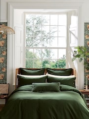 Morris & Co Green Linen Cotton Bed Square Pillowcase - Image 1 of 4