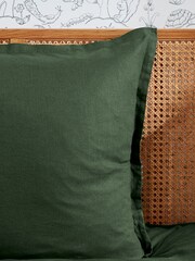 Morris & Co Green Linen Cotton Bed Square Pillowcase - Image 3 of 4