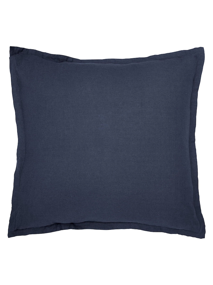 Morris & Co Blue Linen Cotton Bed Square Pillowcase - Image 4 of 4