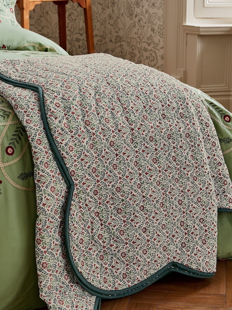 Morris & Co Green Brophy Embroidery Throw - Image 1 of 4
