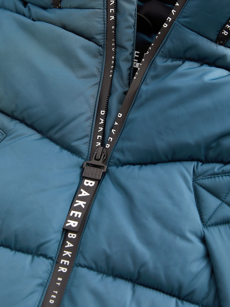 Manteau long Baker by Ted Baker bleu imperméable à rembourrage - Image 12 of 12