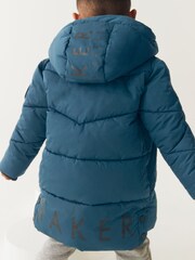 Manteau long Baker by Ted Baker bleu imperméable à rembourrage - Image 3 of 12