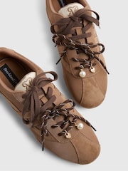 River Island Brown Slim Double Lace Trainers - Image 4 of 5