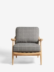 Tweedy Check Lawson Mid Grey, Oak Effect Frame Hampton Wooden Accent Chair - Image 2 of 9