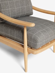 Tweedy Check Lawson Mid Grey, Oak Effect Frame Hampton Wooden Accent Chair - Image 8 of 9