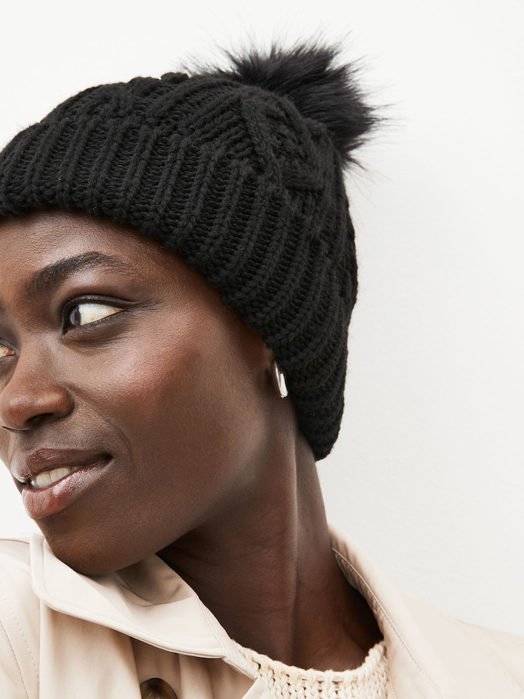 Czarny - Cable Knit Pom Hat - Image 3 of 4