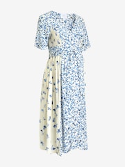 Seraphine Blue Frill Sleeve Maternity Midi Dress - Image 2 of 3