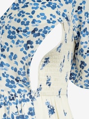 Seraphine Blue Frill Sleeve Maternity Midi Dress - Image 3 of 3