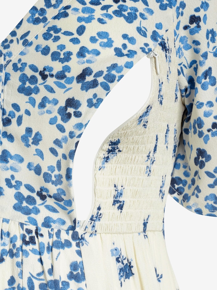 Seraphine Blue Frill Sleeve Maternity Midi Dress - Image 3 of 3